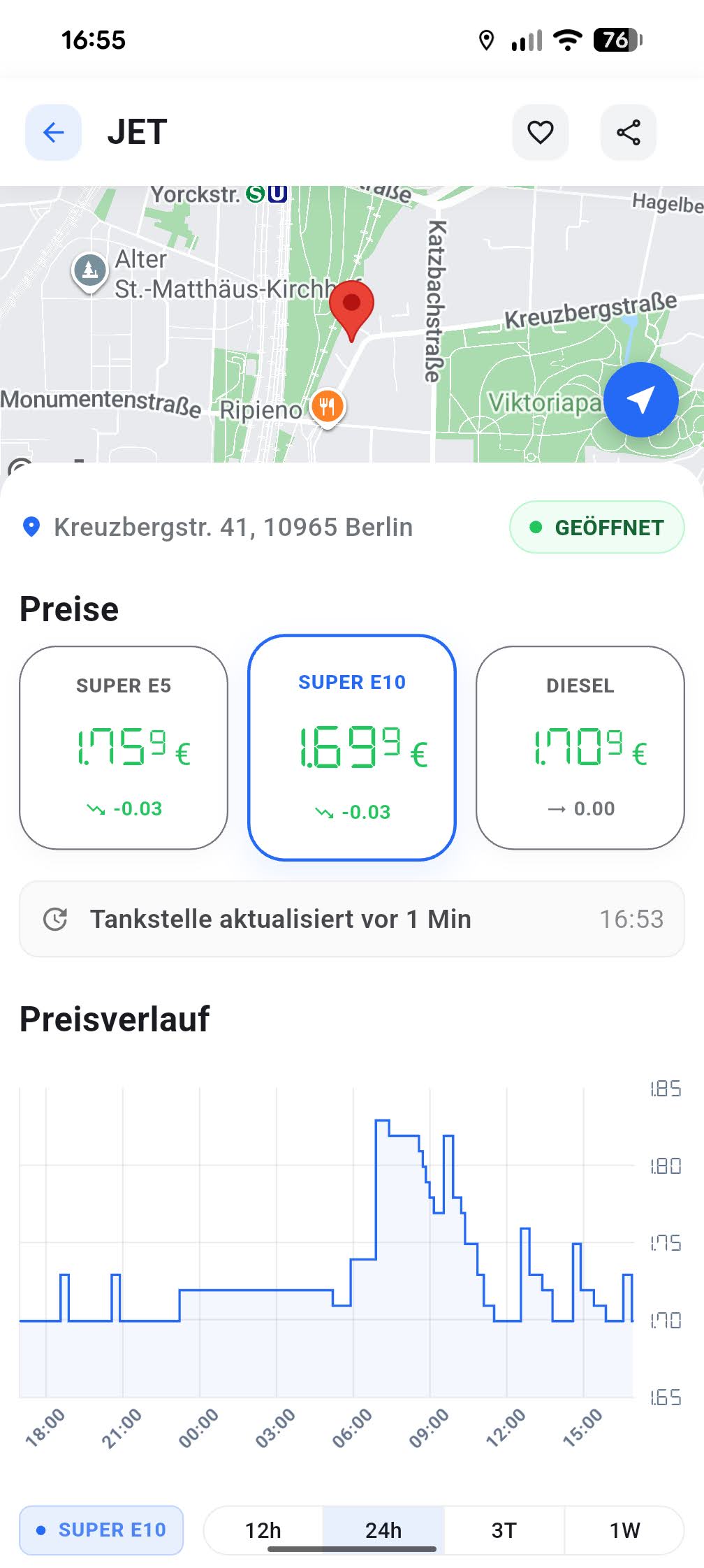 Detaillierte historische Spritpreise und Dieselpreise zum Vergleichen